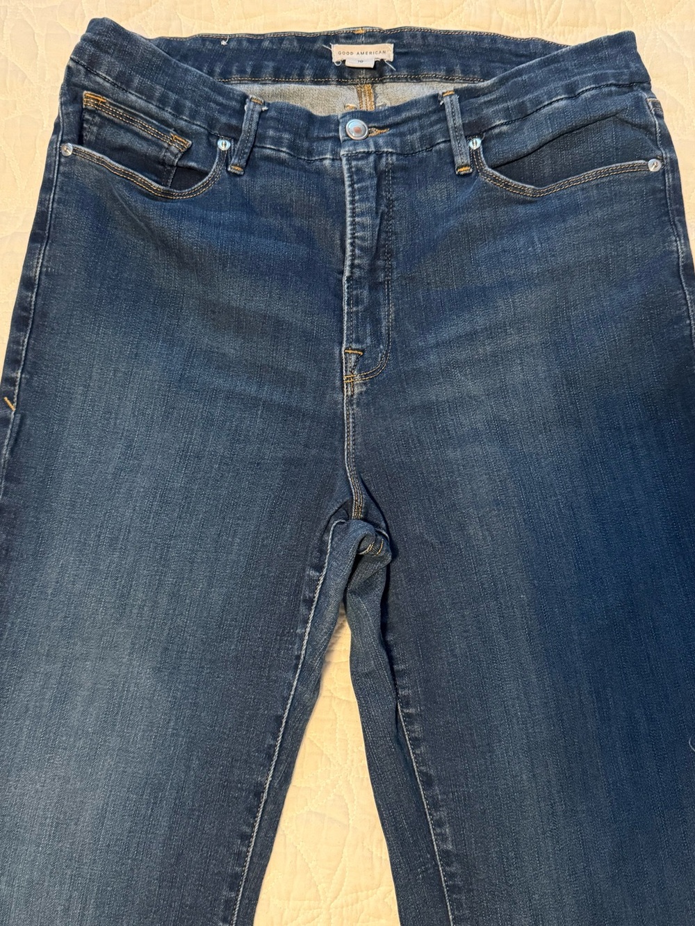 Good American Dark Blue Flare Leg Jeans